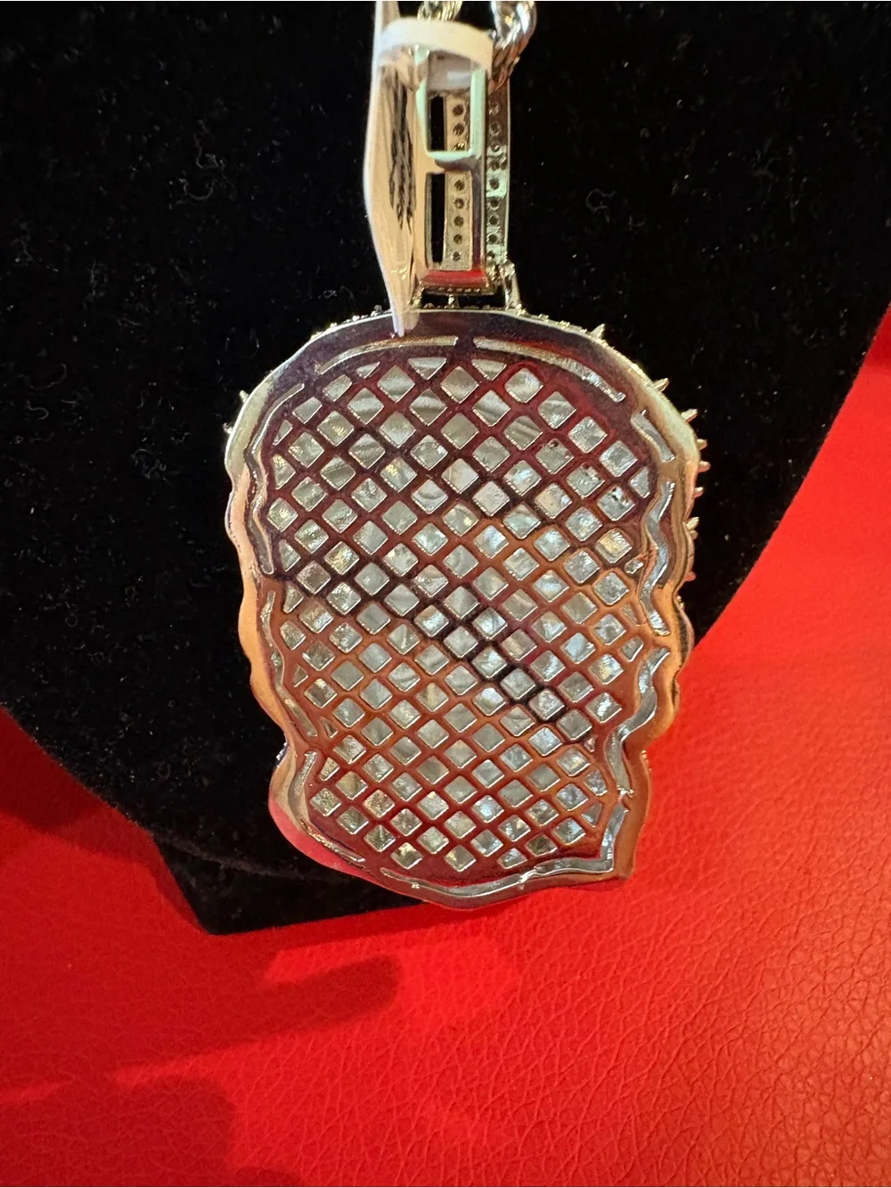 Silver-Tone Pavé Jesus Head Pendant Necklace - Sparkling Silver